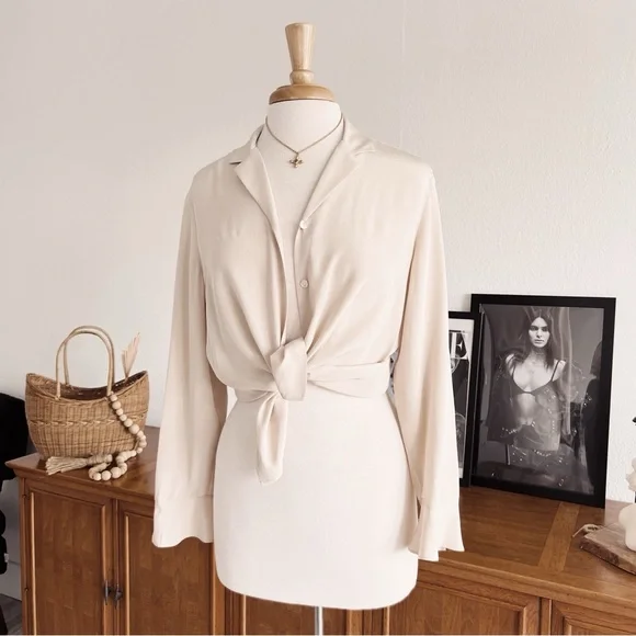 100% SILK BUTTON DOWN VINTAGE TOP #0352 - Picture 1 of 9